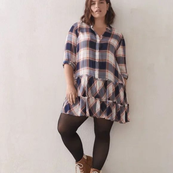 CUTE Plaid Babydoll Dress - Picture 1 of 4